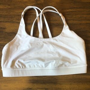 Size 8 white lulu Energy sports bra